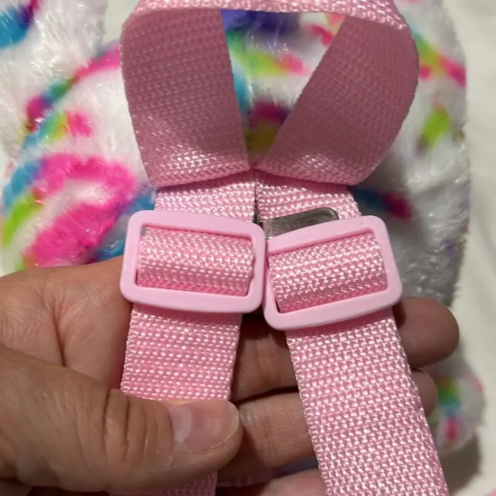 Carried Away rainbow plush unicorn back pack adjustable straps pink nylon nwot